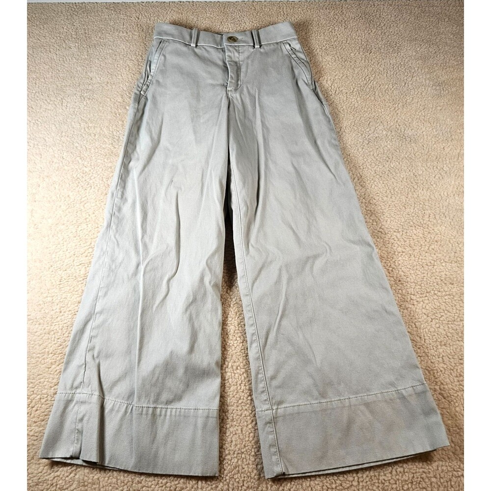 SPANX Wide Leg Cropped Pants Womens Small Petite Beige High Rise Trouser Chino
